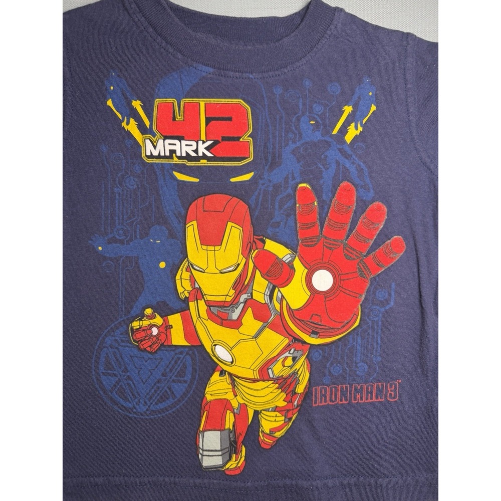 Boys 24 Months Iron Man Blue Short Sleeve Tee Shirt Tshirt Marvel 2013 - Picture 2 of 15